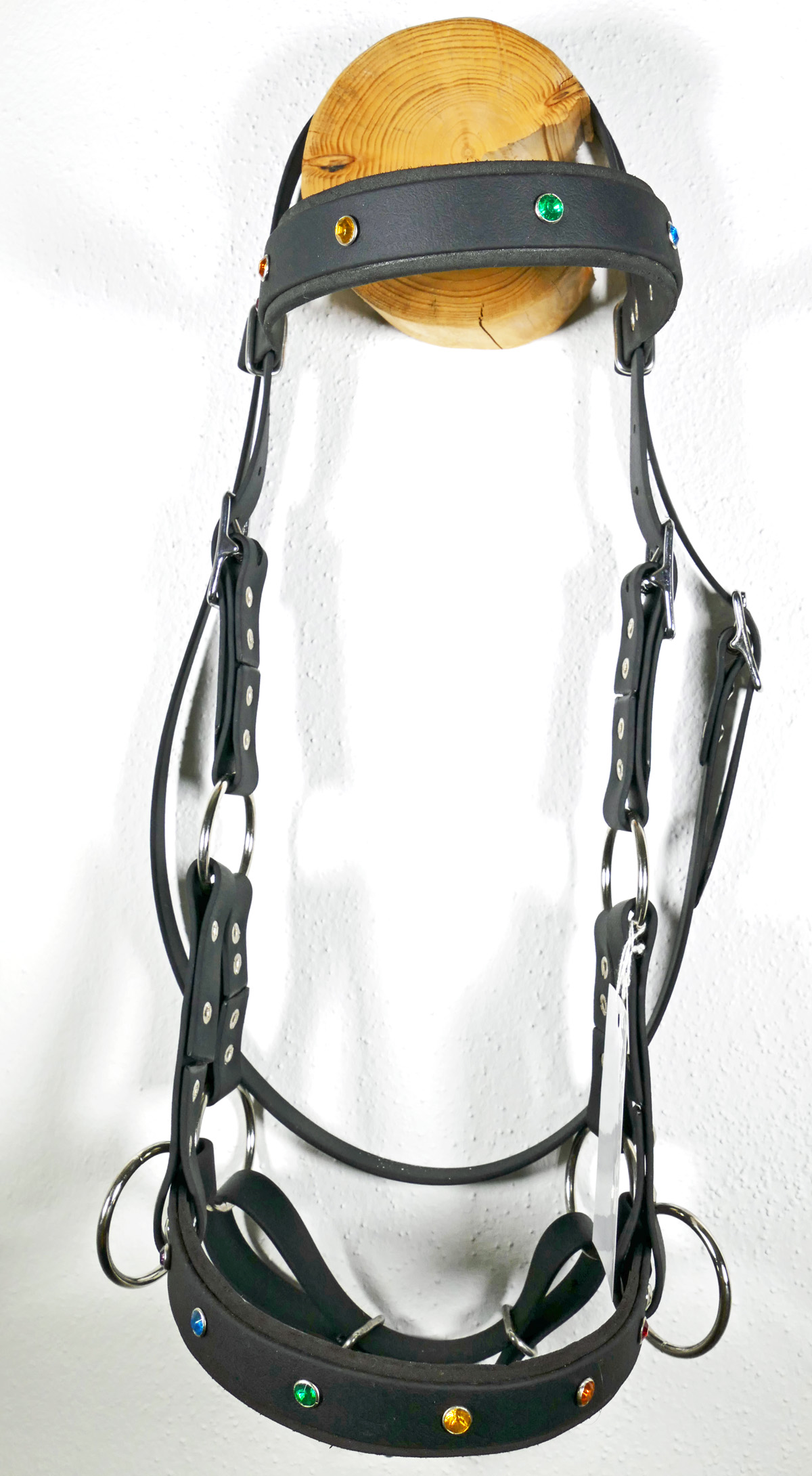 Sidepull aus Biothane Gr.Pony Schwarz Regenbogen