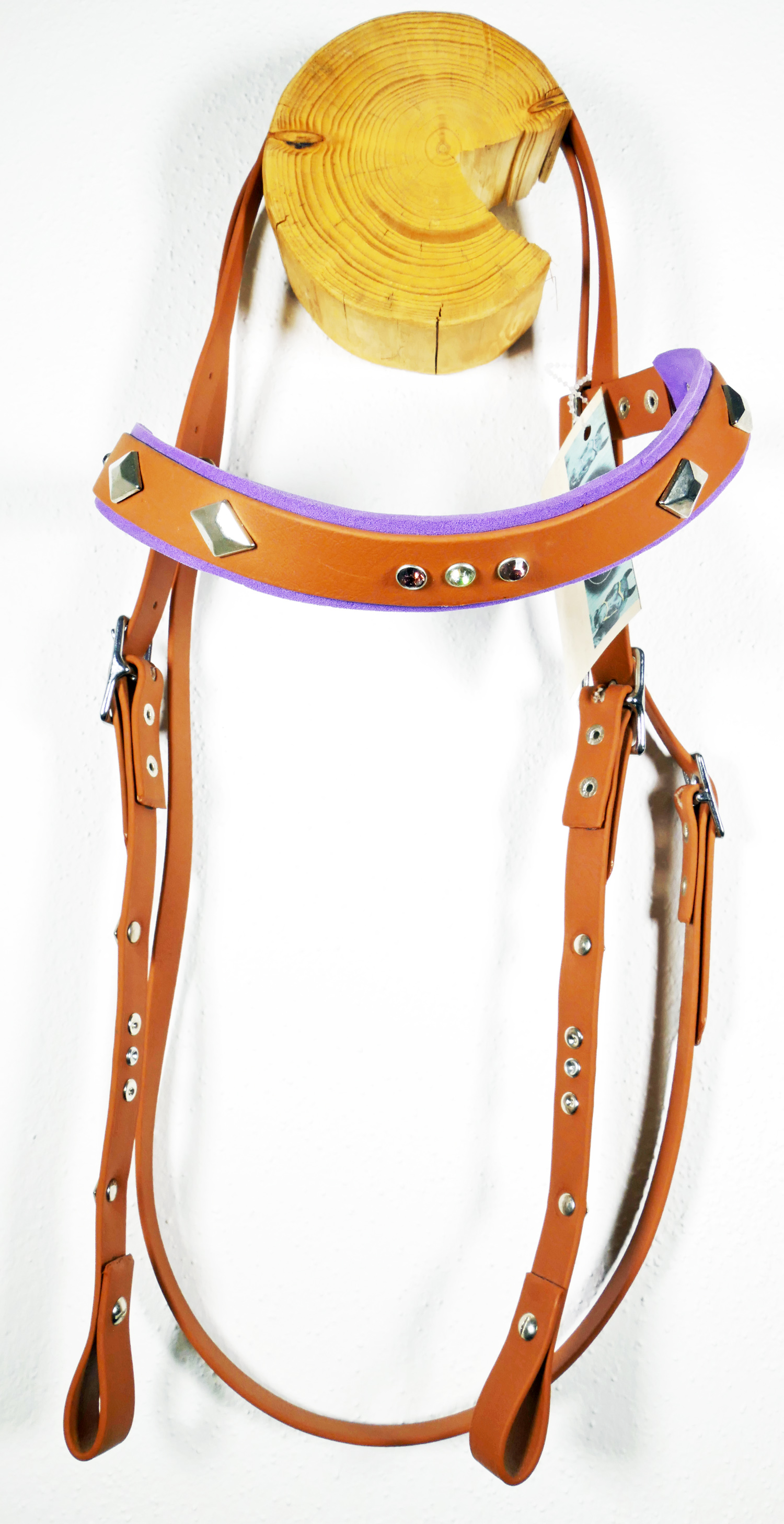 Westerntrense aus Biothane Gr. Full/ Warmblut Hellbraun - Orange 3D Raute