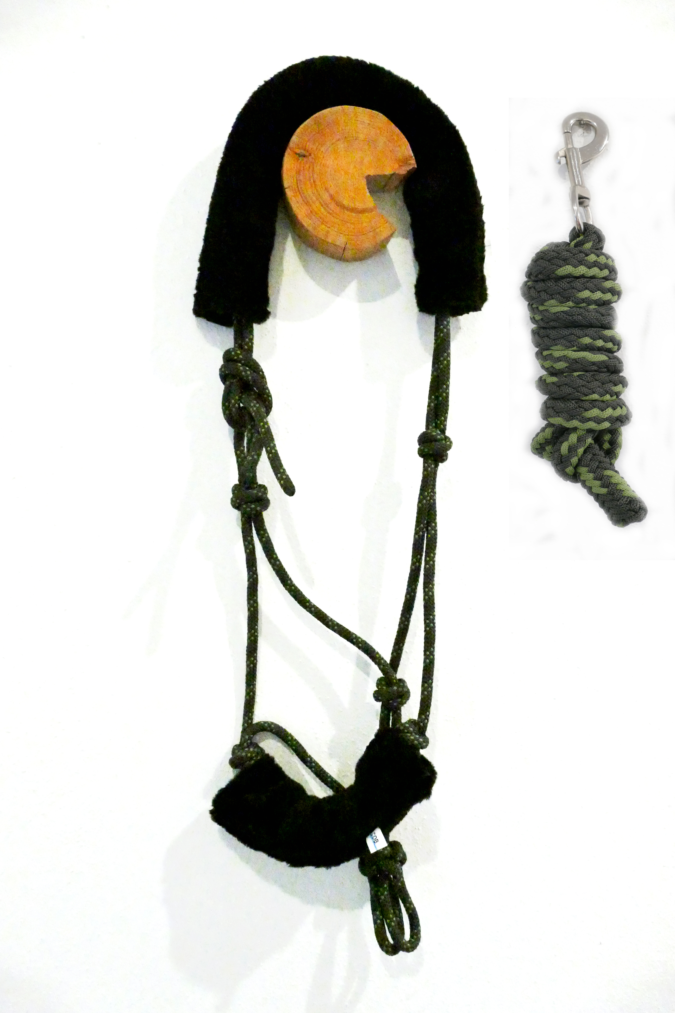 Knotenhalfter mit Fellimitat-Polsterung und Führstrick, Gr. Pony, Cob, Full